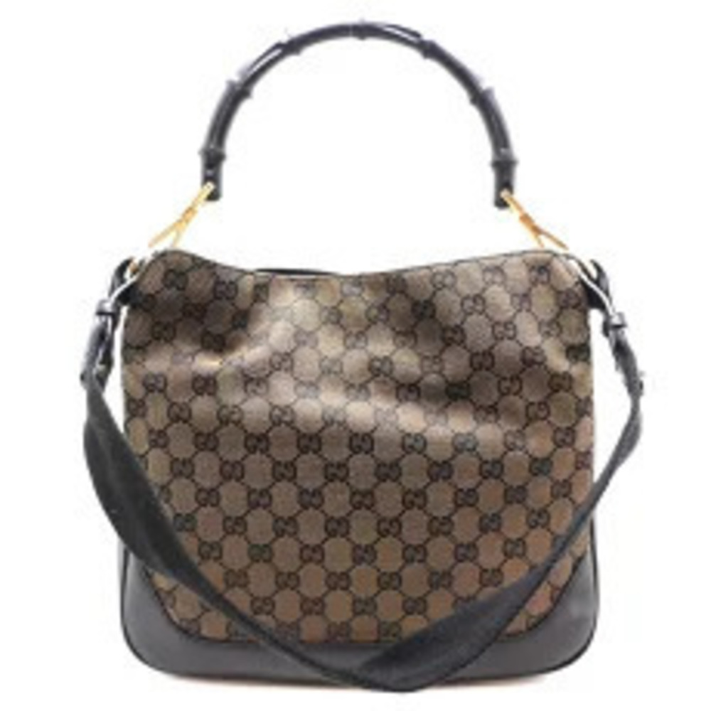 Gucci Bamboo Bag Shoulder GG Canvas Brown